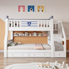 Tuoji full solid wood bunk bed, multifunctional bed, double bunk bed, children's two-story bunk bed, household adult bunk bed, ladder type + bookshelf + drawer + mattress * 2, mattress top 120 bottom 140 * length 190 | bed 130 bottom 150