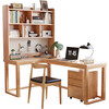 Kao solid wood corner desk bookshelf integrated hole board study table corner L-shaped computer desk DB03#1.4m table and chair