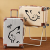 Guihong 2025 new suitcase student fashion cartoon password box men and women thickened high-value aluminum frame trolley suitcase 1482 (zipper style) white 20 inches domestic and foreign boarding suitcases