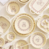 Persson cartoon cute 3-piece set of lucky bear ceramic tableware for home use for one person, underglaze color bowls and plates, complete set