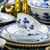 Jinlanchun Jingdezhen blue and white porcelain kaolin underglaze color high temperature white porcelain dish set household tableware complete set of bowls and plates gift blue and white bamboo shadow丨underglaze color丨leather box 40 pieces