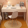 Minyu Steel Wood Desk Desktop Home Simple Office Desk Girls Bedroom Study Desk Small Apartment Table and Chair Set 120cm Warm White + White Frame