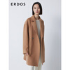 ERDOS mid-length solid color commuting style loose coat suit collar cocoon style simple versatile women's woolen coat Maple Leaf Brown 160/84A/M