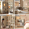 Genji Muyu solid wood bookshelf white cream style study room bookcase grid cabinet wall display rack 0.7 meter bookshelf (2*2 grid)
