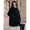 ELLE sheep wool two-piece woolen coat for women 2025 winter new casual hooded wool coat black M
