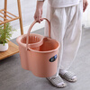 Plastic old-fashioned mop bucket rotating wringing water single bucket manual squeezing bucket hand-pressed mop bucket mop bucket ordinary green (one bucket and one wringer)
