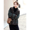 Chuxin woolen coat for women 2025 autumn and winter new style women's short woolen coat for women Korean style plaid plush coat for women Kage S (90-115 catties)