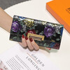 Sephoron 2026 new long hand wallet women's rose ethnic style embossed cowhide wallet large capacity for mobile phone colorful roses