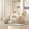 Santoba single sofa, reclining single sofa chair, mother's embrace, Internet celebrity lazy leisure sofa, living room leisure sofa, champagne color sherpa + same color ball