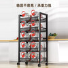 Qinwangge kitchen vegetable basket rack floor-standing multi-layer mobile household fruit and vegetable storage removable oven microwave pot rack three layers - two nets and one board standard model with hanging box