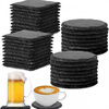 Natural rock coaster Japanese slate coaster insulation pad bar restaurant slate coaster set wholesale round coaster 10cm*10cm