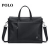 POLO briefcase soft leather men's business handbag 16-inch computer bag horizontal shoulder file bag birthday gift