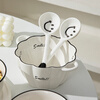 Persson double-ear ceramic bowl with spoon set soup bowl noodle bowl high-looking breakfast bowl smiling face 6-inch double-ear bowl + twisting spoon