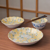 Mino Yaki Japan imported hibiscus bright yellow 8-piece ceramic tableware set household bowl and plate combination underglaze color high appearance Hibiscus bright yellow 8-piece set