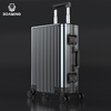 Roaming all-aluminum magnesium alloy luggage metal men's aluminum frame trolley case boarding case large travel luggage small case gun color thickened aviation grade aluminum magnesium alloy 20 inches 2025 renewed version can be boarded