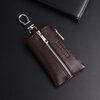 Kuqi Kangaroo Key Bag Men's Genuine Leather Zipper Waist Hanging Multifunctional Large Capacity Car Key Bag Storage Bag Key Bag Women Black