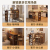 Le series island table retractable integrated retractable solid wood bar living room home dining side cabinet modern Japanese wine cabinet double-sided bar table 45CM + chair * 1 - walnut color