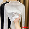 Swirl lace half turtleneck bottoming shirt for women in spring, autumn and winter, slim fit, stylish and thin, hollow inner mesh shirt, long-sleeved top, apricot XL