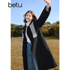 Betu women's new winter woolen coat lapel double-sided wool coat 100% sheep wool coat 2411T25 black S