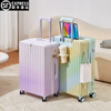 MCHNA KTCC Gradient Color Suitcase Women's Multifunctional Suitcase Universal Wheel Trolley Case Men's Durable Boarding Case Student Password Box Gradient Purple Charging Port + Cup Holder + Front Hook 20 Inch - Can Board