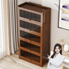 Jin Luyuan bookshelf storage rack floor-standing simple home new simple bookcase with door dust-proof storage cabinet living room storage cabinet back 6 layers 80 classic brown - full bamboo frame transparent