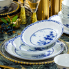 Jinlanchun Jingdezhen blue and white porcelain kaolin underglaze color high temperature white porcelain dish set household tableware complete set of bowls and plates gift blue and white bamboo shadow丨underglaze color丨leather box 40 pieces
