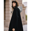 ELLE sheep wool two-piece woolen coat for women 2025 winter new casual hooded wool coat black M