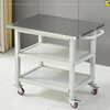 Zhang Shi Yijia double-layer 201 stainless steel workbench movable wheeled production line turnover trolley operating table packing table 60*120*75 can be customized