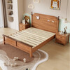 Fruit wood style children's bed solid wood for boys and girls 1.35m single bed 1.2m solid wood bed 1.5m imported golden sandalwood single bed + 10cm natural antibacterial coconut palm mat 120*200cm standard silent bed board