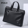 POLO briefcase soft leather men's business handbag 16-inch computer bag horizontal shoulder file bag birthday gift