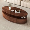 Jin Luyuan Italian simple natural walnut oval solid wood coffee table combination small apartment living room home fashion high-end walnut wood grain 1.2洣