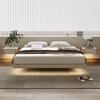 Yiluo suspended bed modern minimalist minimalist without bedside bed master bedroom double bed Italian light luxury leather bed without backrest beech wood row frame bed + with lamp suspended structure 1800mm*2000mm
