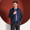 Hongdu wool mulberry silk jacket men's lapel zipper style work formal wear business jacket middle-aged men's jacket dark blue 88 wool 12 silk JT7819-1 M (170/88A)