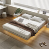 Yiluo suspended bed modern minimalist minimalist without bedside bed master bedroom double bed Italian light luxury leather bed without backrest beech wood row frame bed + with lamp suspended structure 1800mm*2000mm