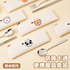 WORTHBUY food-grade stainless steel 304 chopsticks and spoon set storage bag student portable tableware chopsticks storage box for one person Doudou Xiong 304 chopsticks + spoon 3-piece set