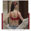 ERTP animal year red underwear for women with flat chest and small breasts, push-up support for secondary breasts, no wire rims, bridal wedding bra set, burgundy 2 (set) 75B =34B