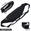 Kangaroo small waist bag men's cowhide sports running mobile phone bag trendy multi-functional casual waterproof crossbody bag chest bag style one black (front first layer cowhide / back cowhide