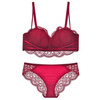 ERTP animal year red underwear for women with flat chest and small breasts, push-up support for secondary breasts, no wire rims, bridal wedding bra set, burgundy 2 (set) 75B =34B