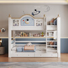 Ziwei all solid wood bunk bed, double bunk bed, upper and lower bunk beds with the same width, children's bed, small apartment, two-story high and low bed, ladder cabinet + bookshelf + double drawers, free 6D latex mattress, upper bunk width 120cm* bottom bunk width 120cm