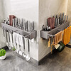 Hu Xiansen stainless steel kitchen rack multi-functional punch-free knife holder storage rack chopstick cage chopstick tube wall-mounted 40CM