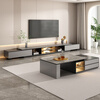 Mushun light luxury coffee table TV cabinet modern simple home living room storage cabinet small apartment retractable TV cabinet combination retractable coffee table 1.1-1.8 meters light luxury gray