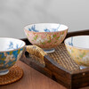 Mino Yaki Japanese imported ceramic rice bowl 4.5-inch hibiscus flower bowl 5-piece set