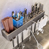 Hu Xiansen stainless steel kitchen rack multi-functional punch-free knife holder storage rack chopstick cage chopstick tube wall-mounted 40CM