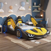 Lukasen children's bed for boys and girls, creative car shape with guardrails, cartoon sports car, child single children's room, bed+23CM latex spring mattress+bedside table*2 1.5*1.9 meters