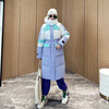 Yaya (YAYA) Tong Liya's new goose down down jacket for women, winter long over-the-knee waist-keeping warm and extreme cold thickened jacket, royal blue color M