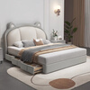 Modern simple children's bed, cream style French leather bed, new style with drawer storage bed, single bed for small apartment bedroom, bed + 918# coconut palm mattress + cabinet 1 + free installation 1.5*2.0 meter frame structure