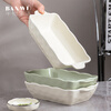 Half-life ceramic baking pan, cheese baked rice plate for oven, household double-eared rice baking pan, microwave oven plate, baking plate tool