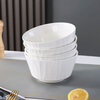 Jie Yajie Ceramic Noodle Bowl Household Large White Porcelain Bowl Underglaze Color 6-inch Large Bowl Rice Bowl 4 Pack White Glaze