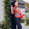 Ning Xinyan Northeast big flower cloth clothes village girl duo costumes funny sisters costume square dance yangko costume suit new red big flower single top XL (recommended 110-120 pounds)