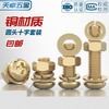 Tianzhuo Hardware National Standard Pure Brass Full Copper Round Head Cross Screw Flat Spring Washer Nut Combination Set Pan Head Machine Screw M5*30 (2 Sets)